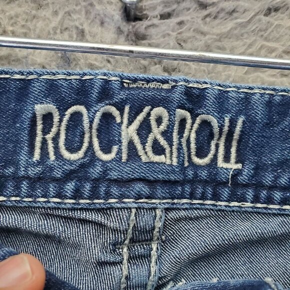 Rock & Roll Jeans Womens 26x34 Tall Blue Boyfriend Casual Distressed Denim - Picture 2 of 13